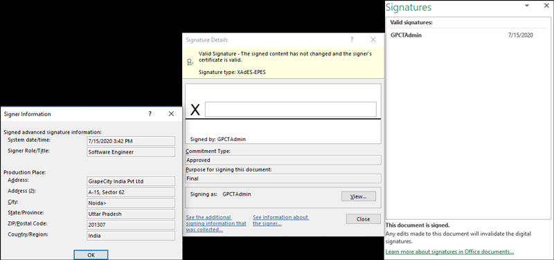 how to create a digital signature in excel