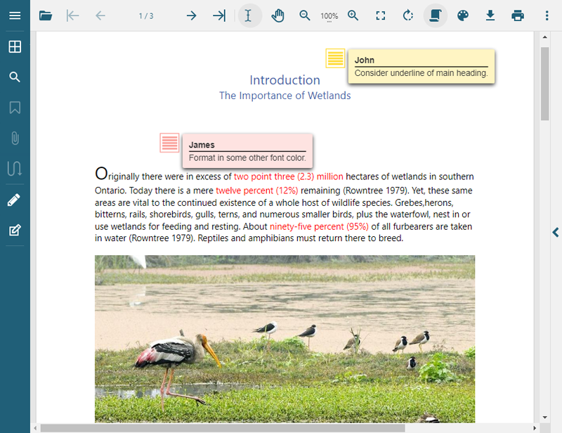 Using Comments in PDF Documents with the JavaScript PDF Viewer