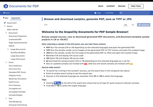 .NET 6 Document APIs  Documents for PDF PDF Sample Browser