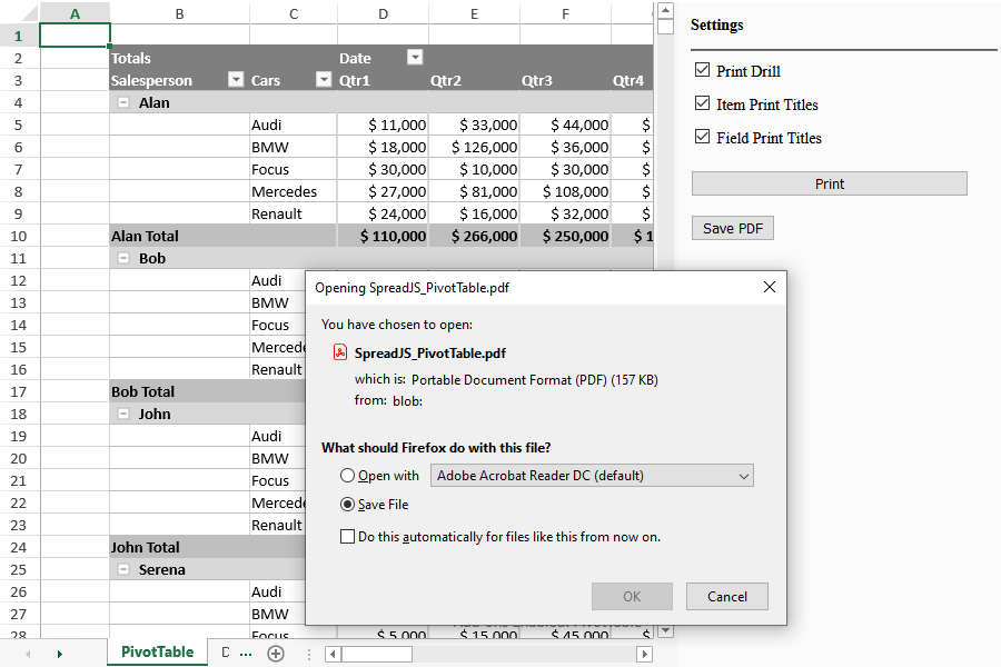 JavaScript PivotTable for Tax Information