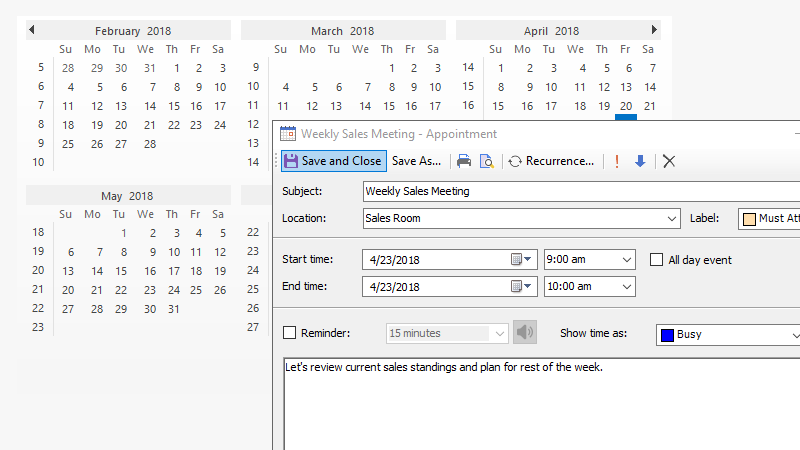 Windows Forms Controls Calendar